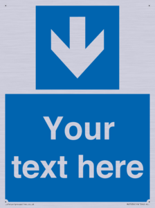 Custom Mandatory directional sign, blue arrow down